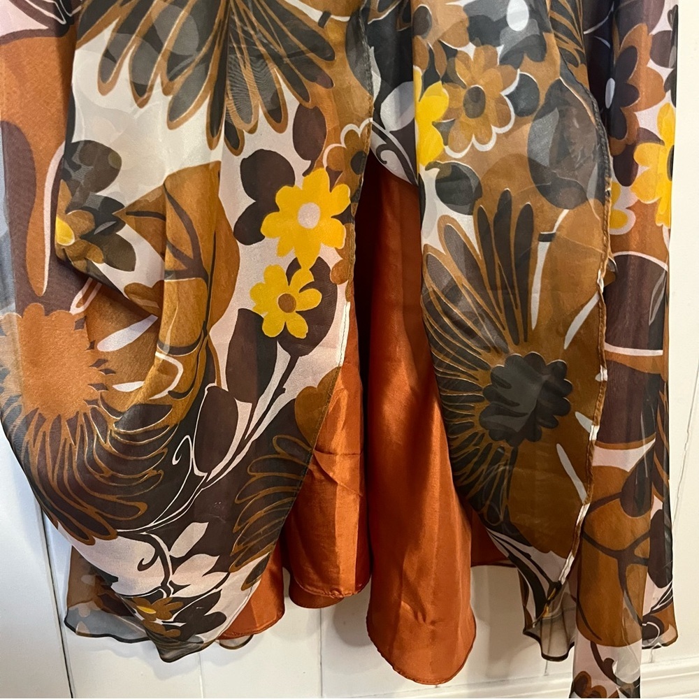 Vintage A Dress Town Original Brown Floral Maxi Dress. - Picture 7 of 10